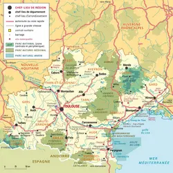 Occitanie : carte administrative - crédits : Encyclopædia Universalis France