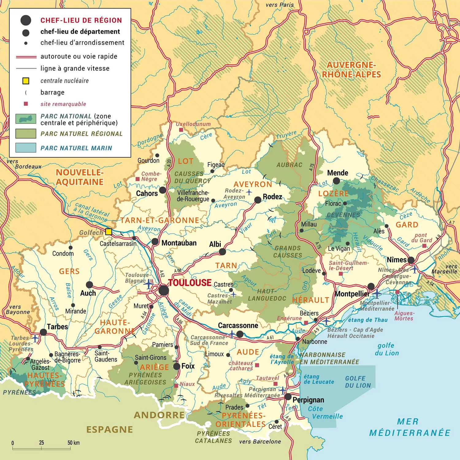 Occitanie : carte administrative