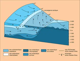 Circulation des eaux dans l'océan austral - crédits : Encyclopædia Universalis France