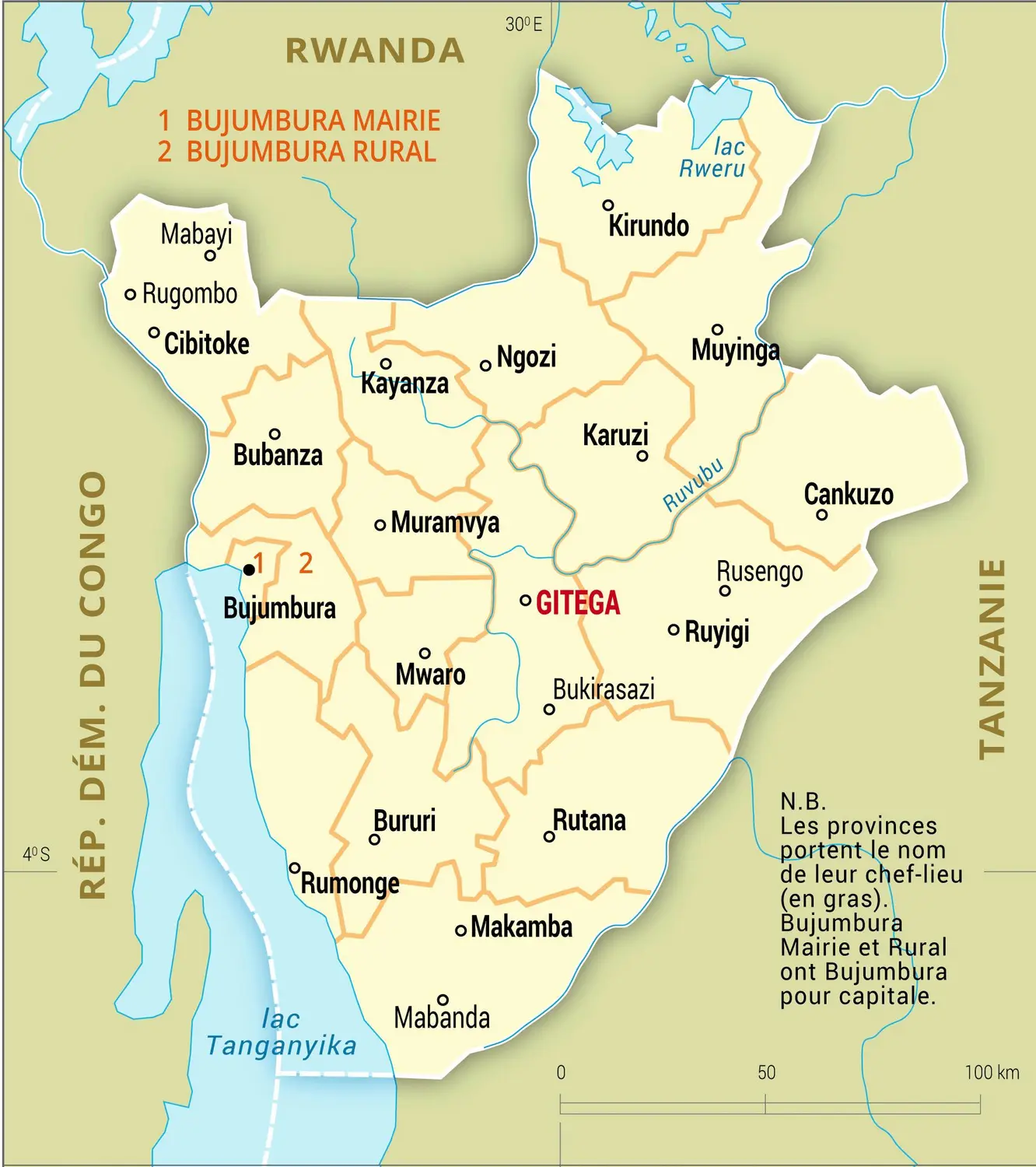 Burundi : carte administrative