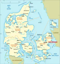 Danemark : carte administrative - crédits : Encyclopædia Universalis France