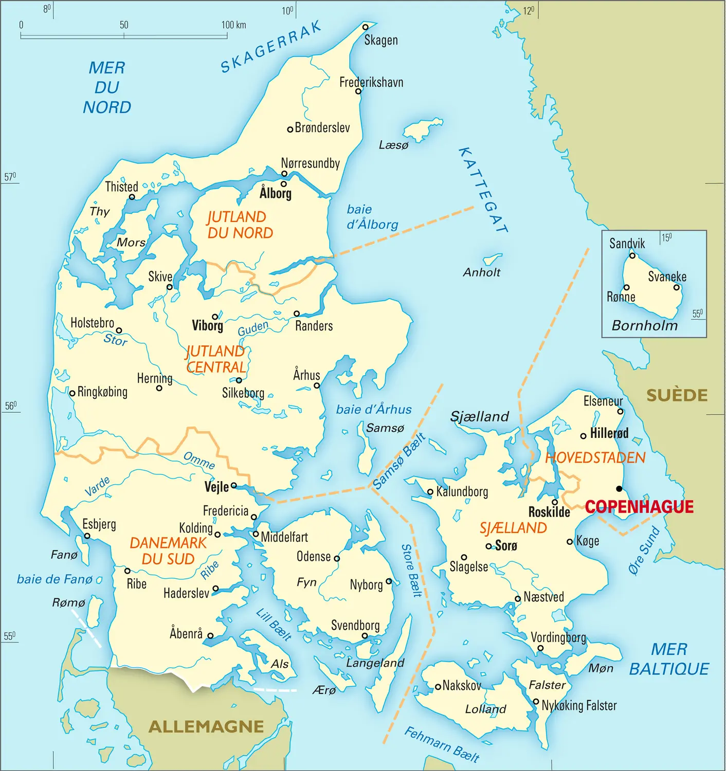 Danemark : carte administrative