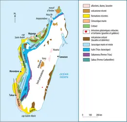 Carte géologique de Madagascar 
 - crédits : Encyclopædia Universalis France