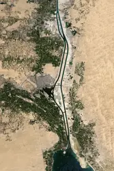 Vue satellite du canal de Suez - crédits : USGS/ NASA Landsat/ Orbital Horizon/ Gallo Images/ Getty Images