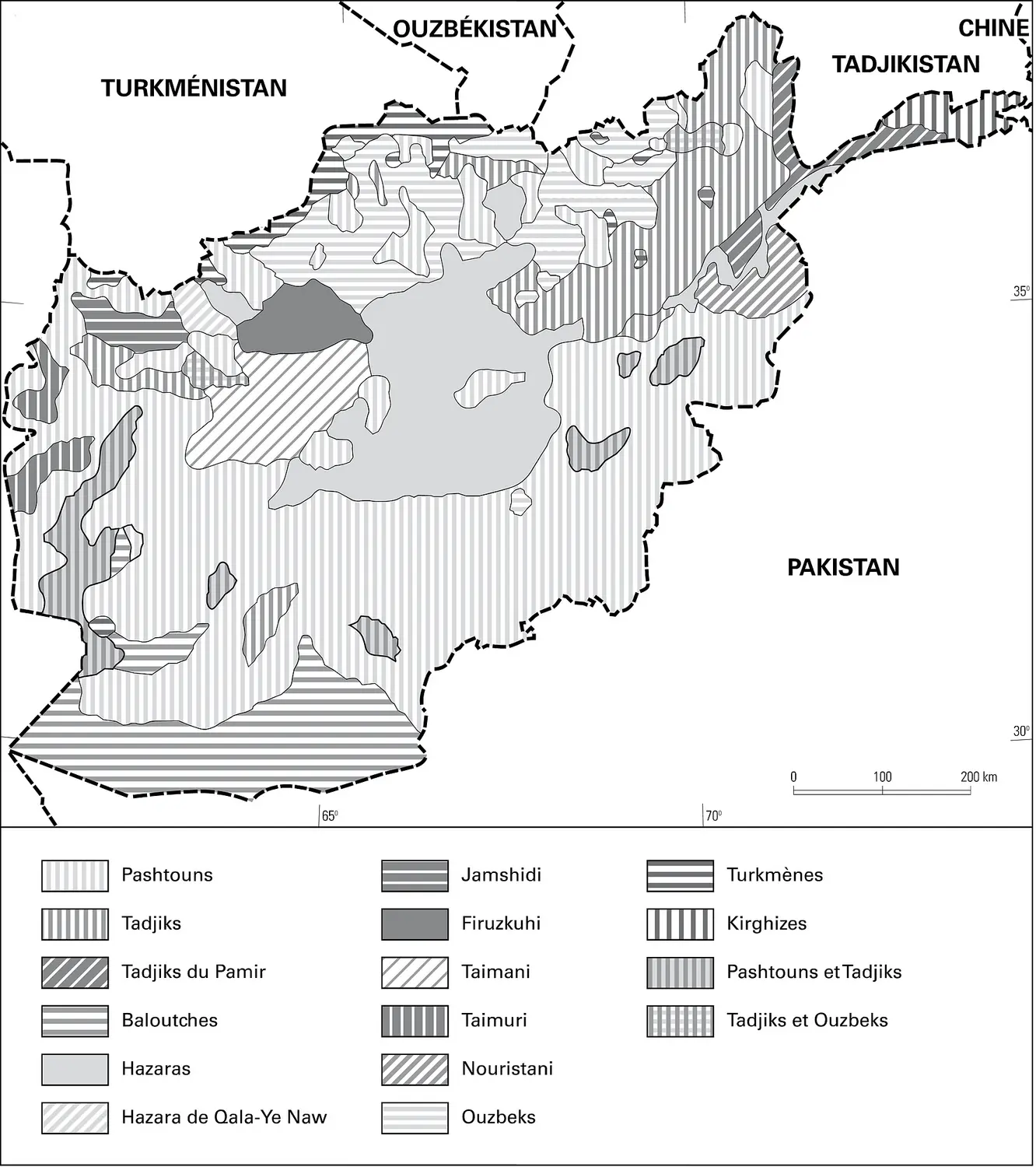 Afghanistan : répartition des groupes ethniques