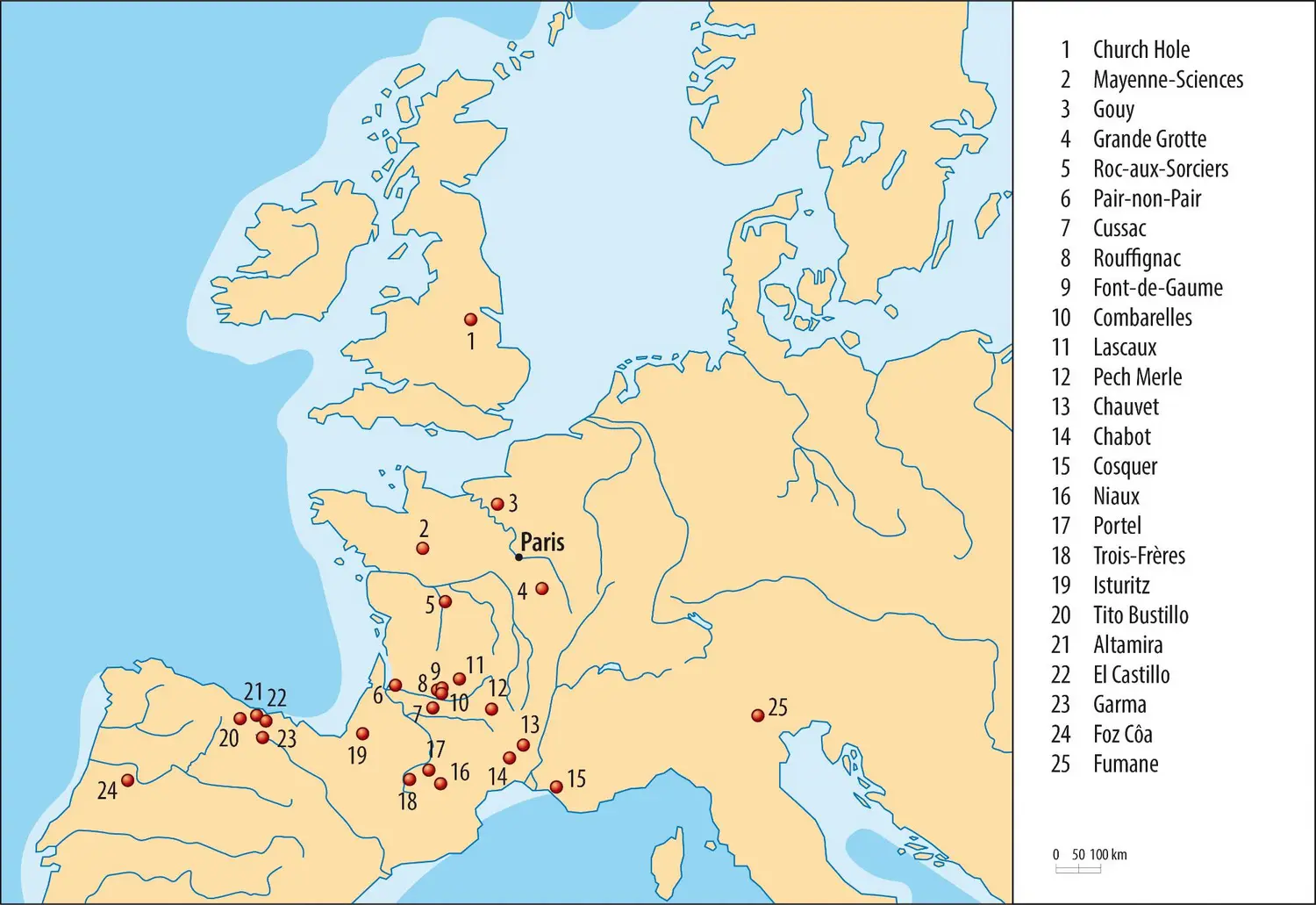 Principales grottes ornées d'Europe