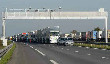 Manifestation contre l’écotaxe poids lourds - crédits : Caroline Blumberg/ EPA