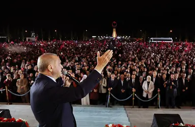 Réélection du président Erdogan, 2023 - crédits : Turkish Presidency/ Murat Cetinmuhurd/ Anadolu Agency/ AFP