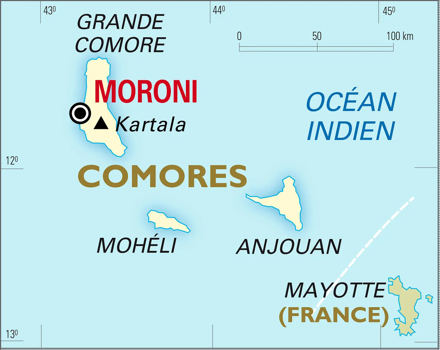 Comores : carte générale