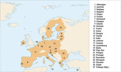 UE (Union européenne) - crédits : Encyclopædia Universalis France