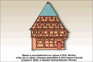 Maison à encorbellement sur solives (Bavière) - crédits : Encyclopædia Universalis France