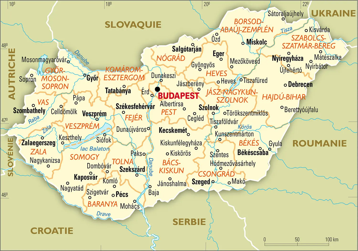 Hongrie : carte administrative