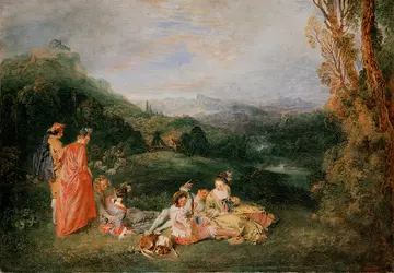 Amour paisible, A. Watteau - crédits : Stiftung Preussische Schlösser und Gärten, Berlin-Brandenburg, Postdam