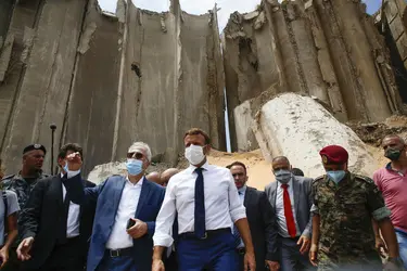 Emmanuel Macron en visite à Beyrouth, 2020 - crédits : Thibault Camus/ Pool /AFP