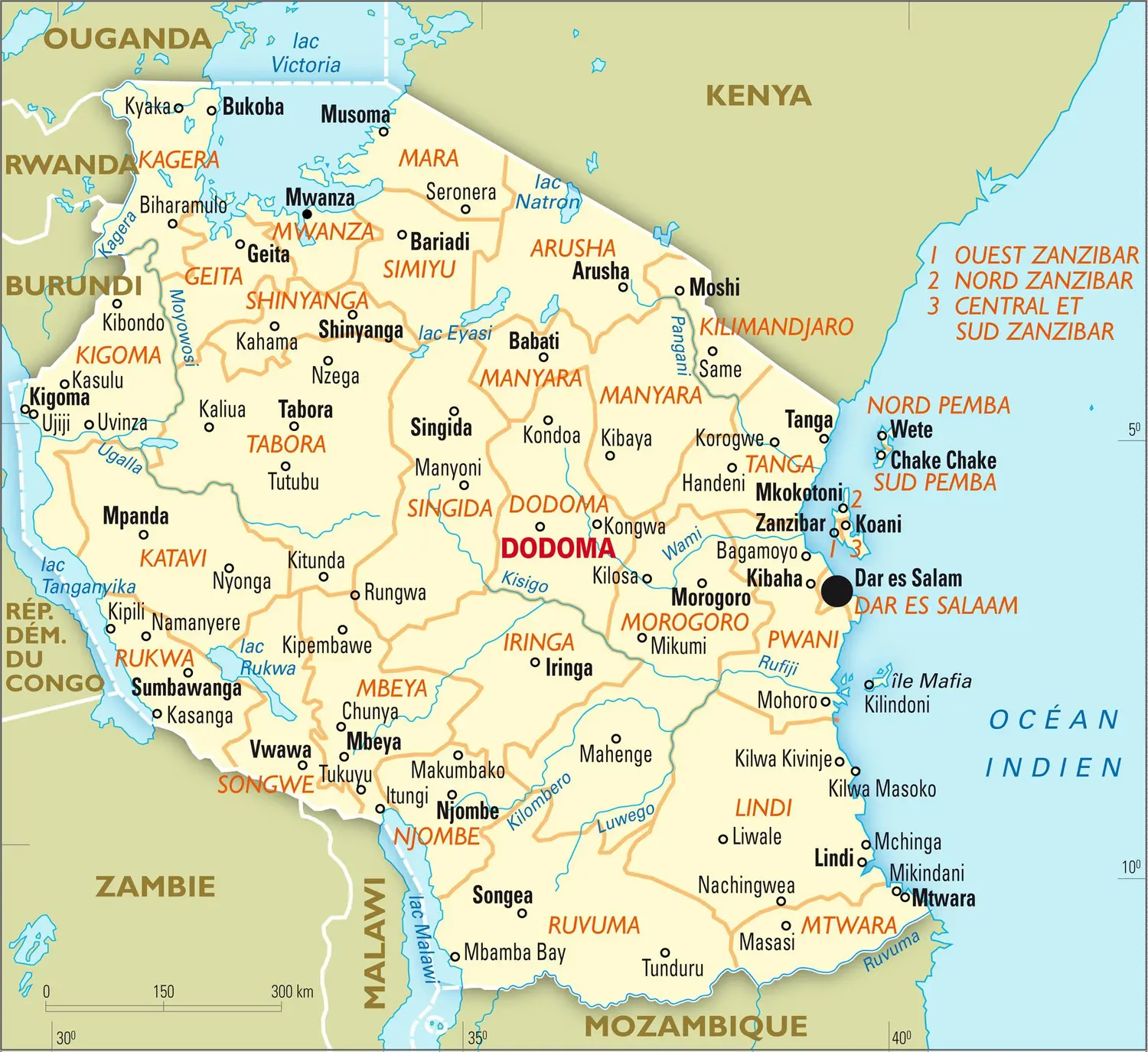 Tanzanie : carte administrative