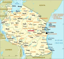 Tanzanie : carte administrative - crédits : Encyclopædia Universalis France