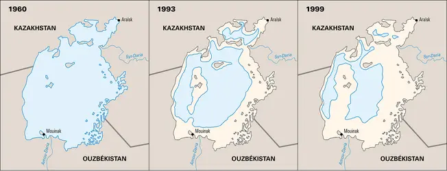 Assèchement de la mer d'Aral - crédits : Encyclopædia Universalis France