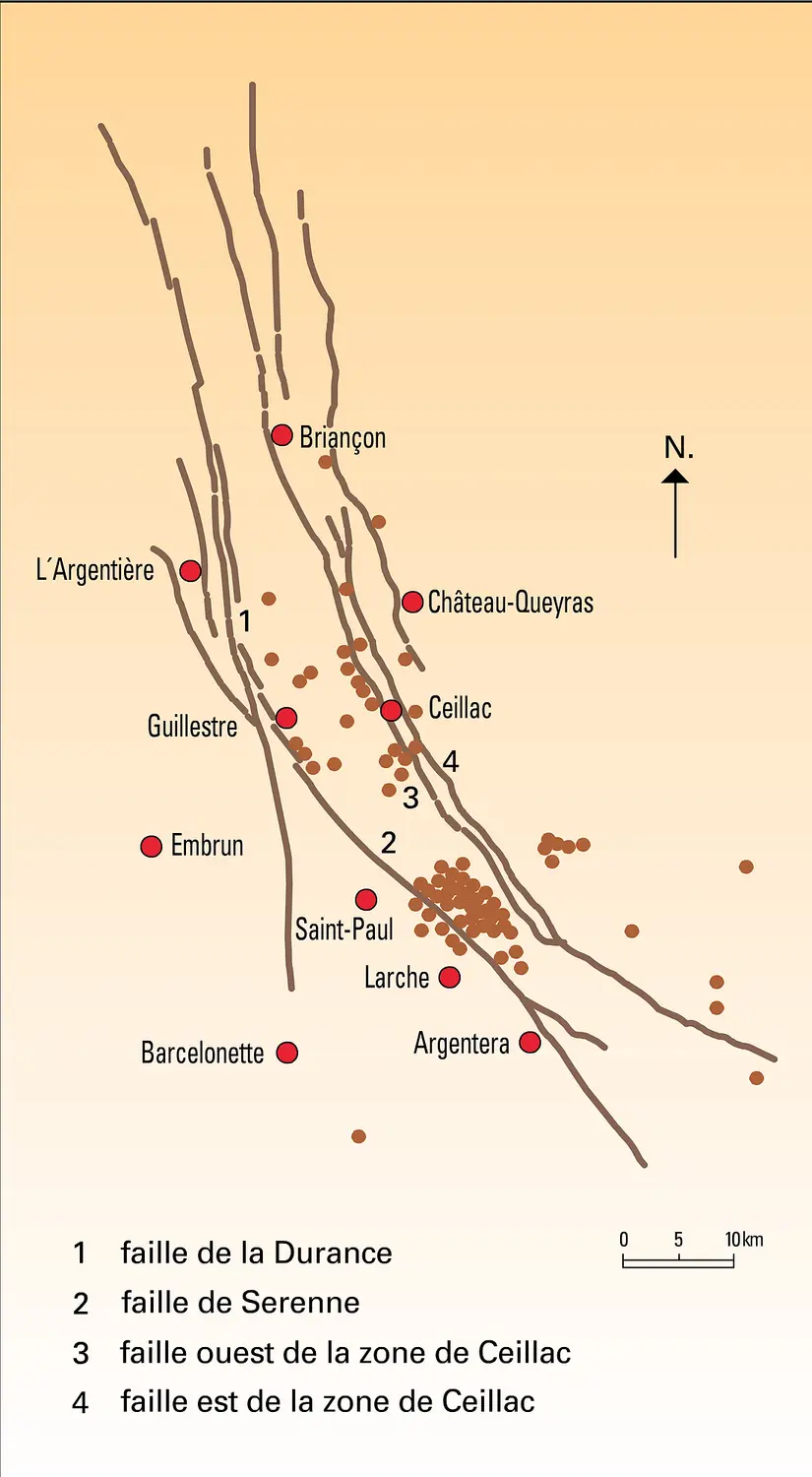 Briançonnais : épicentres des séismes de 1977