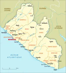 Liberia : carte administrative - crédits : Encyclopædia Universalis France