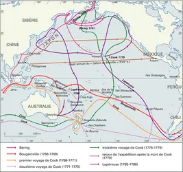 Grandes découvertes, exploration du Pacifique - crédits : Encyclopædia Universalis France