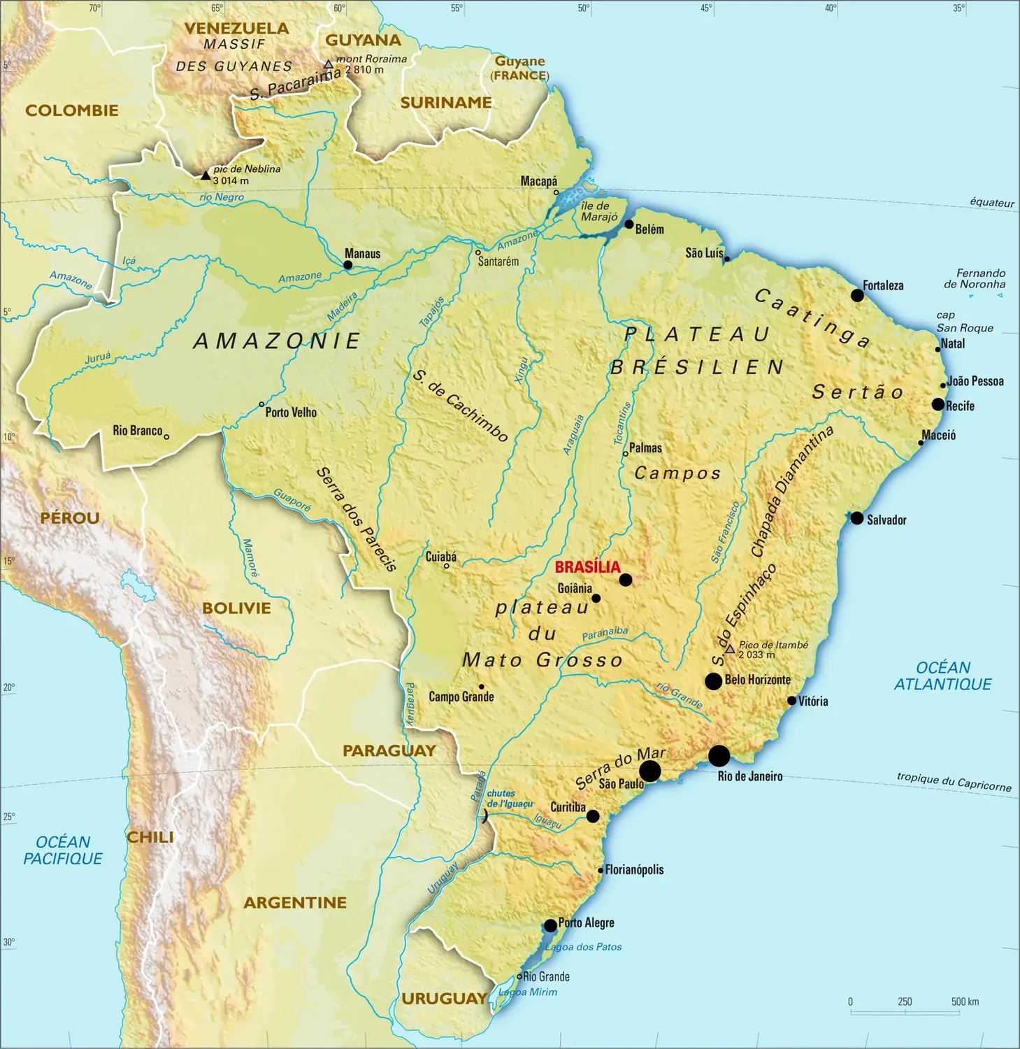Brésil : carte physique