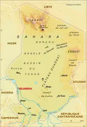 Tchad : carte physique - crédits : Encyclopædia Universalis France