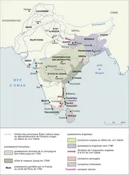 Inde, rivalité franco-anglaise au XVIII<sup>e</sup> siècle - crédits : Encyclopædia Universalis France