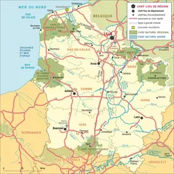 Hauts-de-France : carte administrative - crédits : Encyclopædia Universalis France