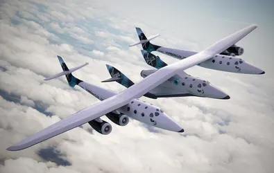 SpaceShipTwo et son avion porteur White Knight Two - crédits : Virgin Galactic