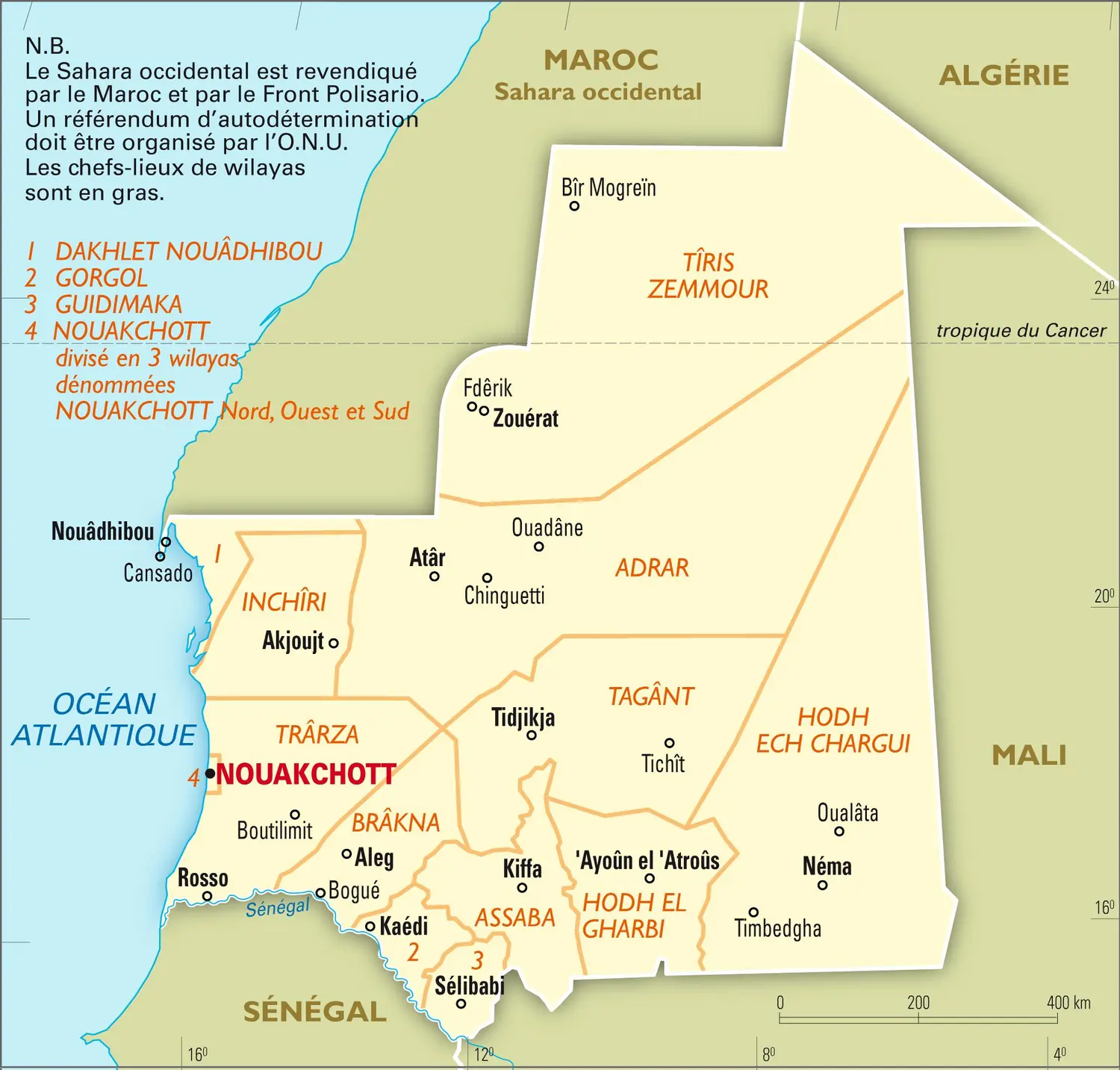 Mauritanie : carte administrative