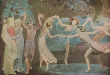 Obéron, Titania et Puck dansant avec des fées, W. Blake - crédits : The Print Collector/ Getty Images