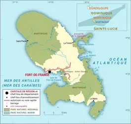 Martinique [France] : carte administrative - crédits : Encyclopædia Universalis France