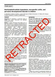 Exemple d’un article frauduleux rétracté - crédits : Reprinted with permission from Elsevier (The Lancet, 1998, Vol 351, page 637)