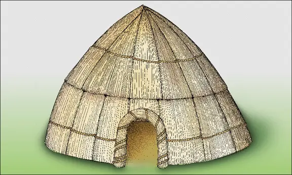 Reconstitution d'une hutte précéramique, Pérou