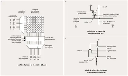 Microélectronique : mémoire dynamique à accès aléatoire - crédits : Encyclopædia Universalis France