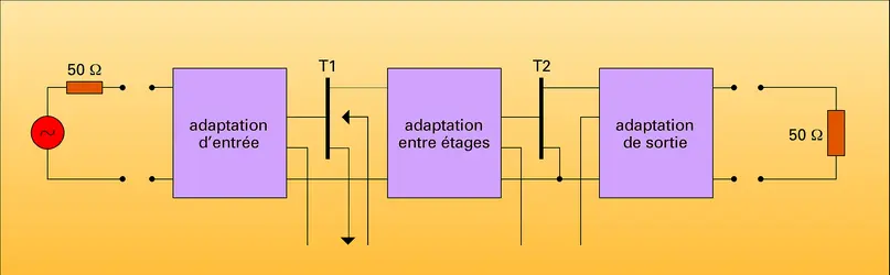 Amplificateur à deux étages de transistors - crédits : Encyclopædia Universalis France