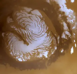 Mars : la calotte polaire nord en été - crédits : Courtesy NASA / Jet Propulsion Laboratory