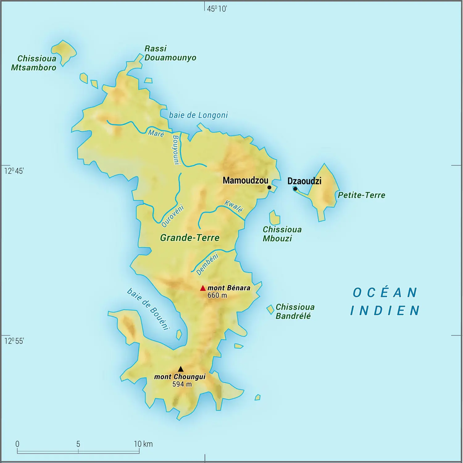 Mayotte [France] : carte physique