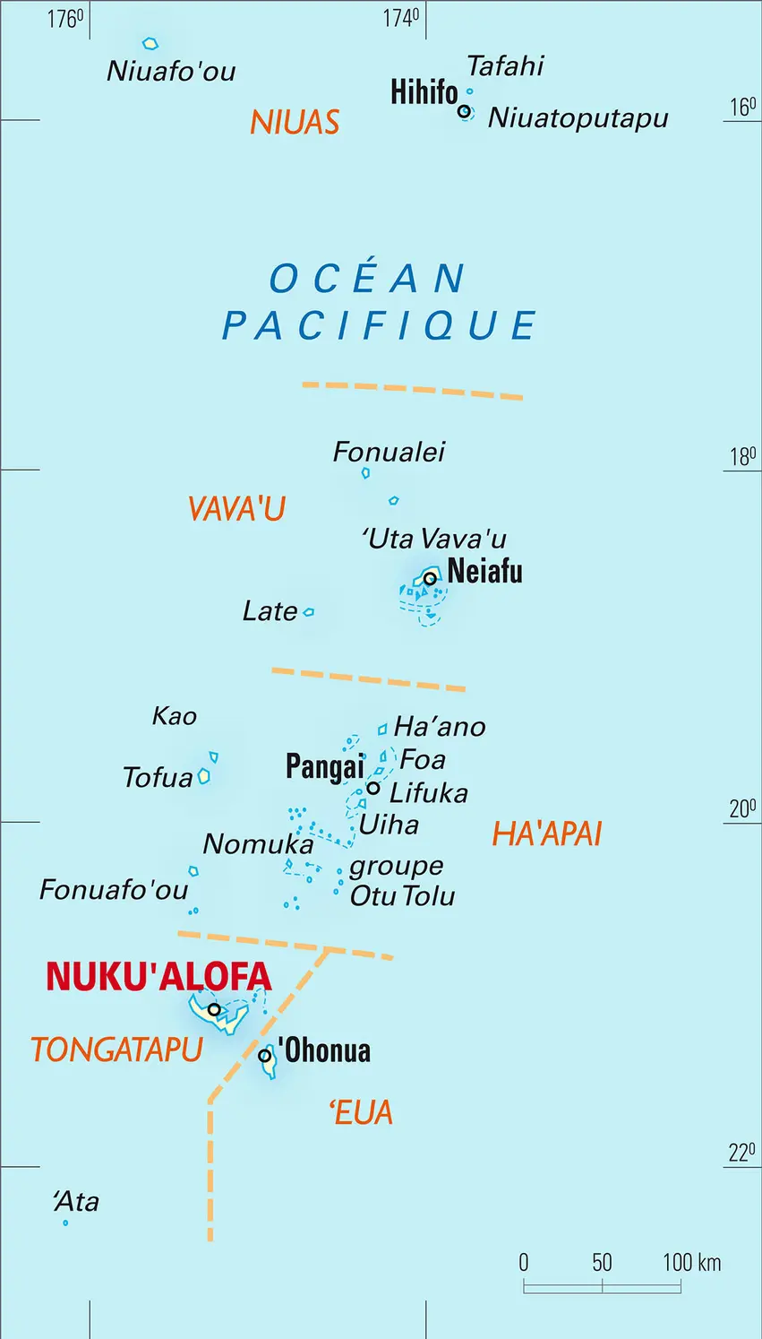 Tonga : carte administrative