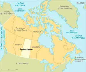 Saskatchewan : carte de situation - crédits : Encyclopædia Universalis France