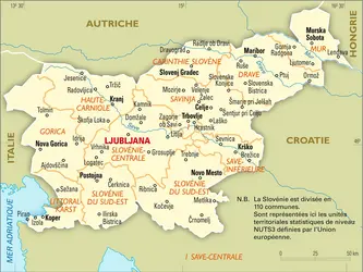 Slovénie : carte administrative - crédits : Encyclopædia Universalis France