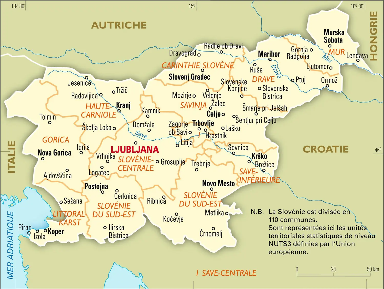 Slovénie : carte administrative