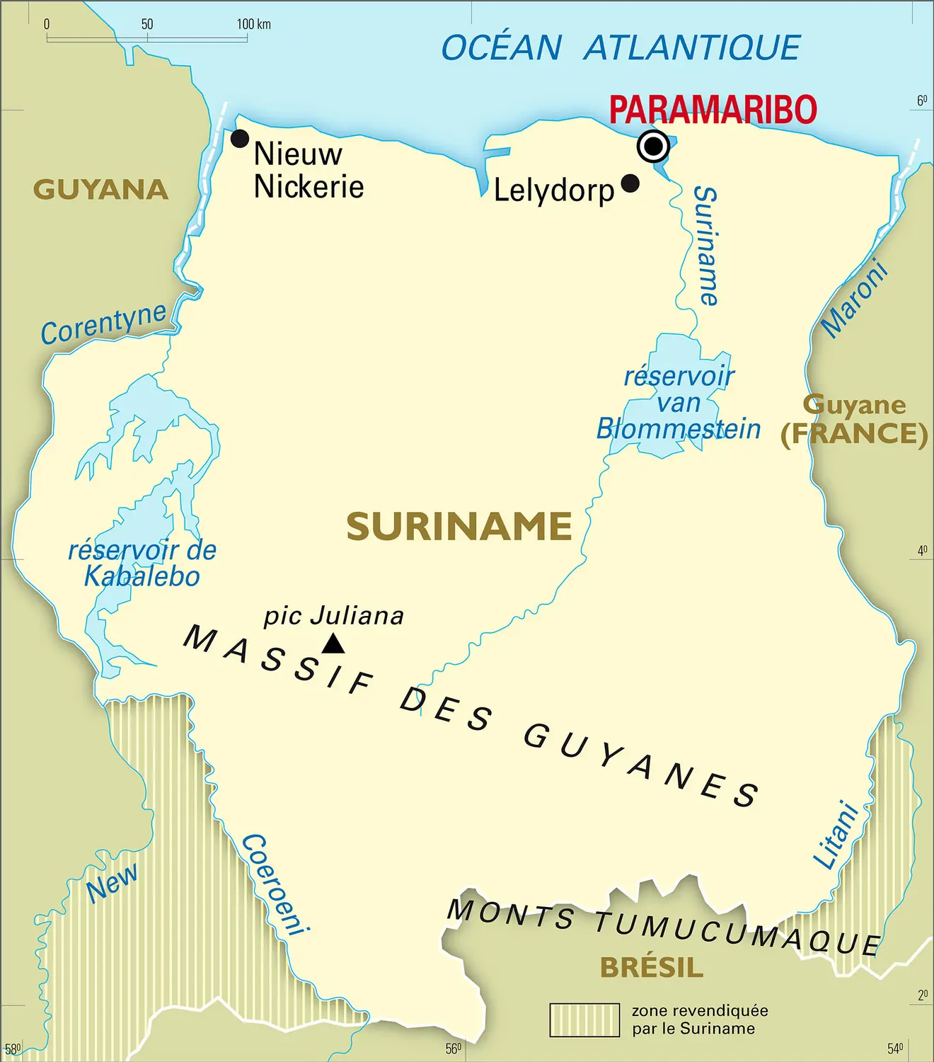 Suriname : carte générale