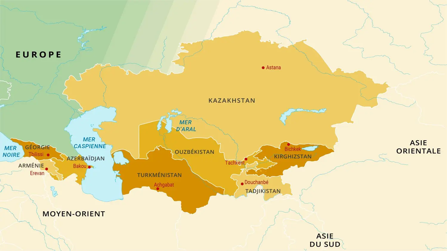 Asie centrale : carte politique