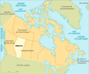 Alberta : carte de situation - crédits : Encyclopædia Universalis France