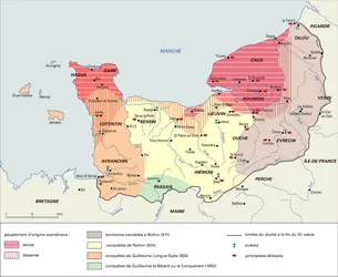 Normandie, X<sup>e</sup>-XI<sup>e</sup> siècle - crédits : Encyclopædia Universalis France