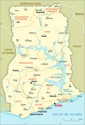 Ghana : carte administrative - crédits : Encyclopædia Universalis France