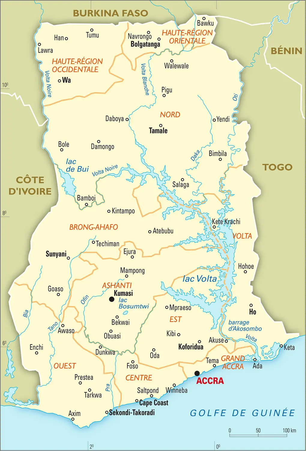 Ghana : carte administrative