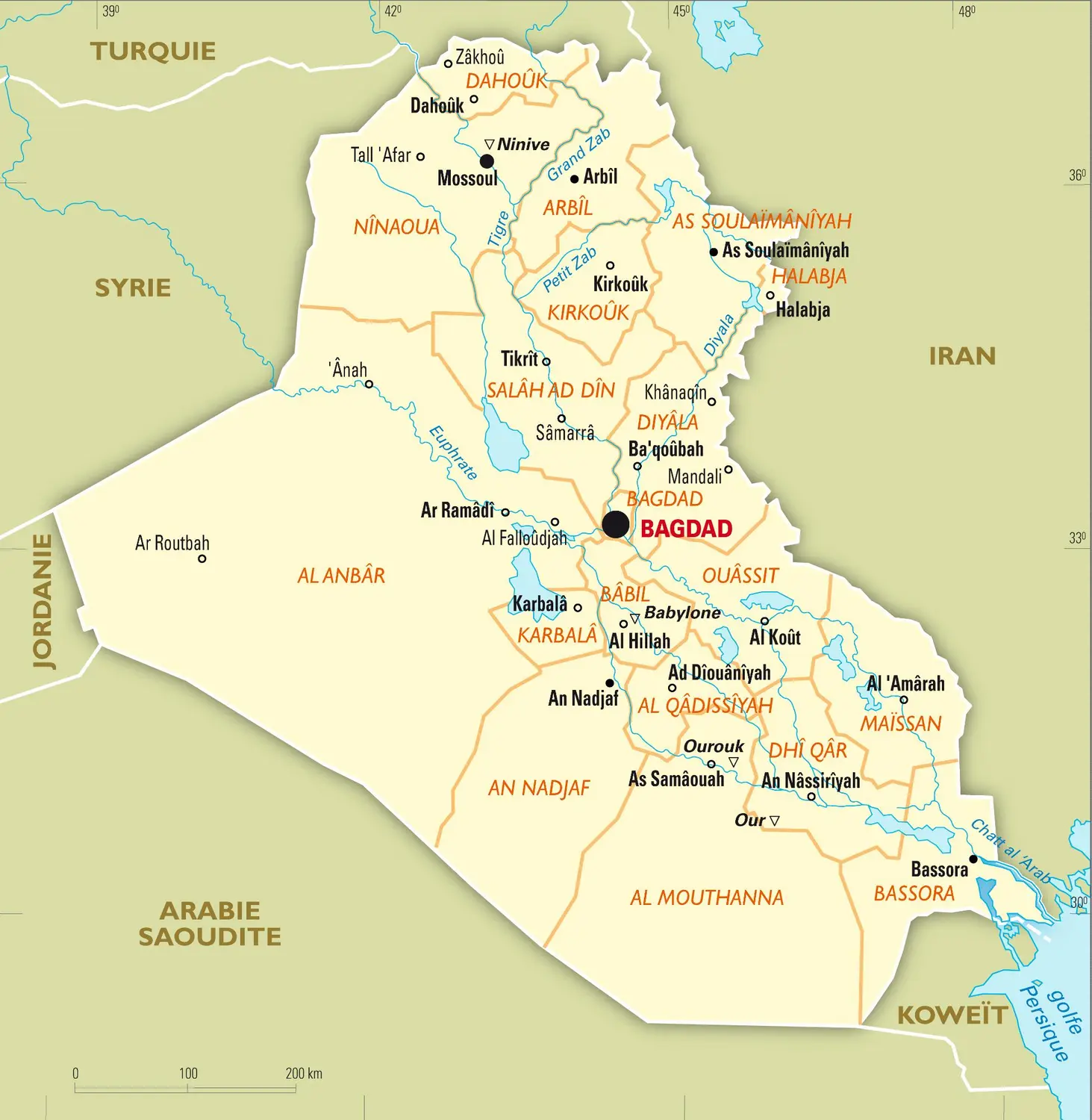 Irak : carte administrative