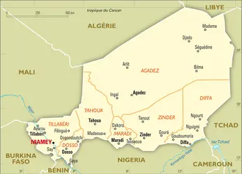 Niger : carte administrative - crédits : Encyclopædia Universalis France